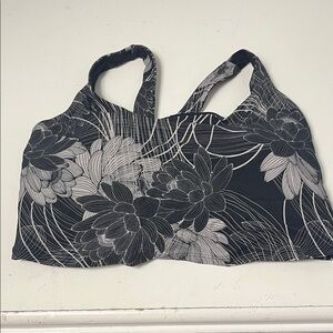 JoyLab Medium Black and White Floral Twist Back Longline Sports Bra NWT